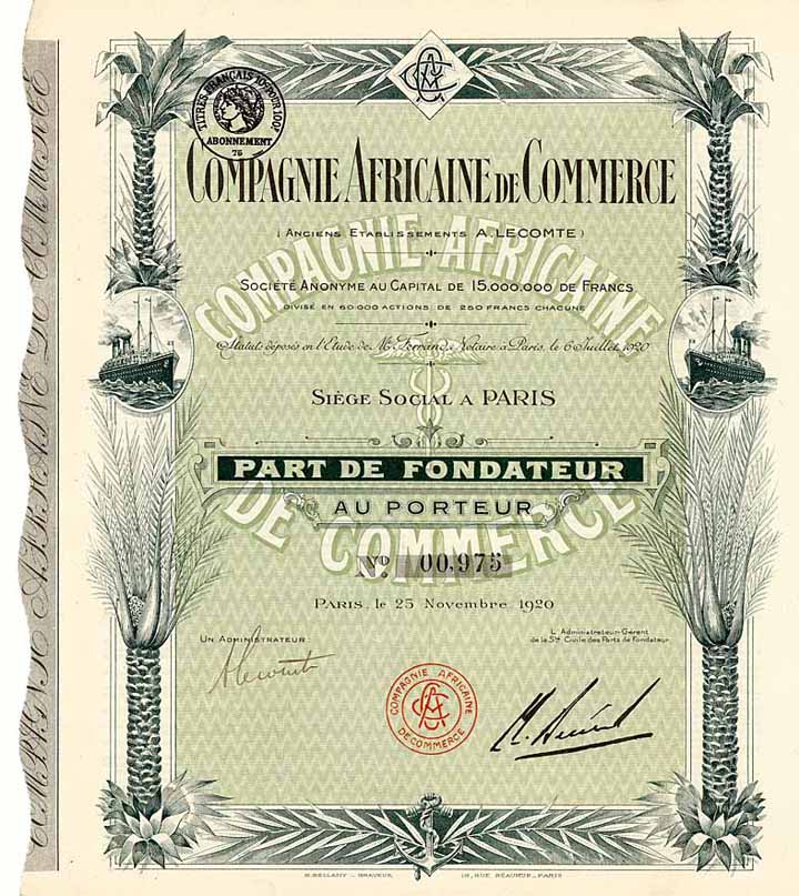 Cie. Africaine de Commerce Anciens Etablissements A. Lecomte