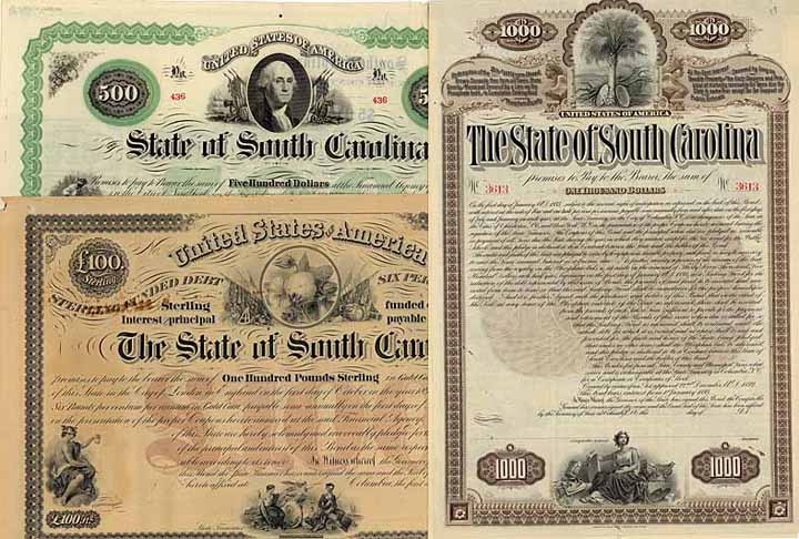 USA Südstaaten-Konvolut „State of South Carolina“ (4 Stücke)