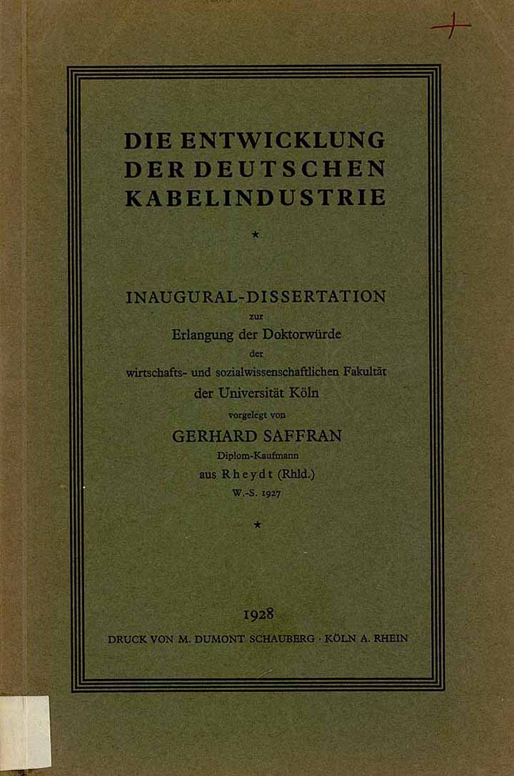 Die Entwicklung der deutschen Kabelindustrie (Dissertation)