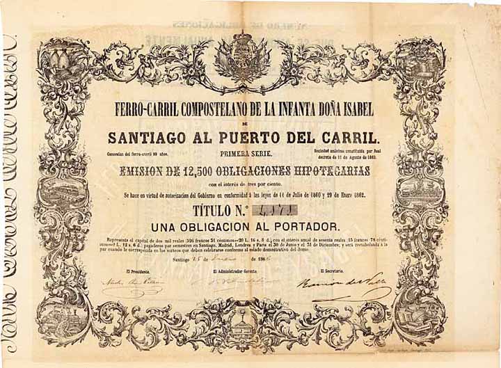 Ferro-Carril Compostelano de la Infanta Dona Isabel de Santiago al Puerto del Carril