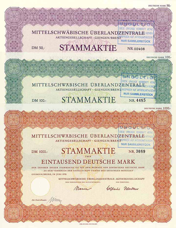 Mittelschwäbische Überlandzentrale AG (5 Stücke)