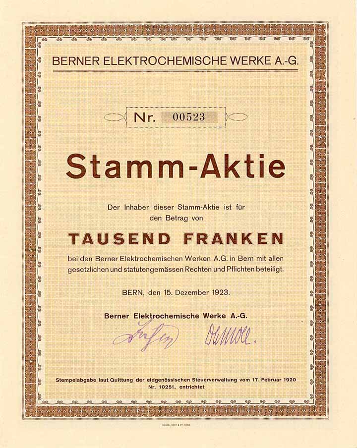 Berner Elektrochemische Werke AG