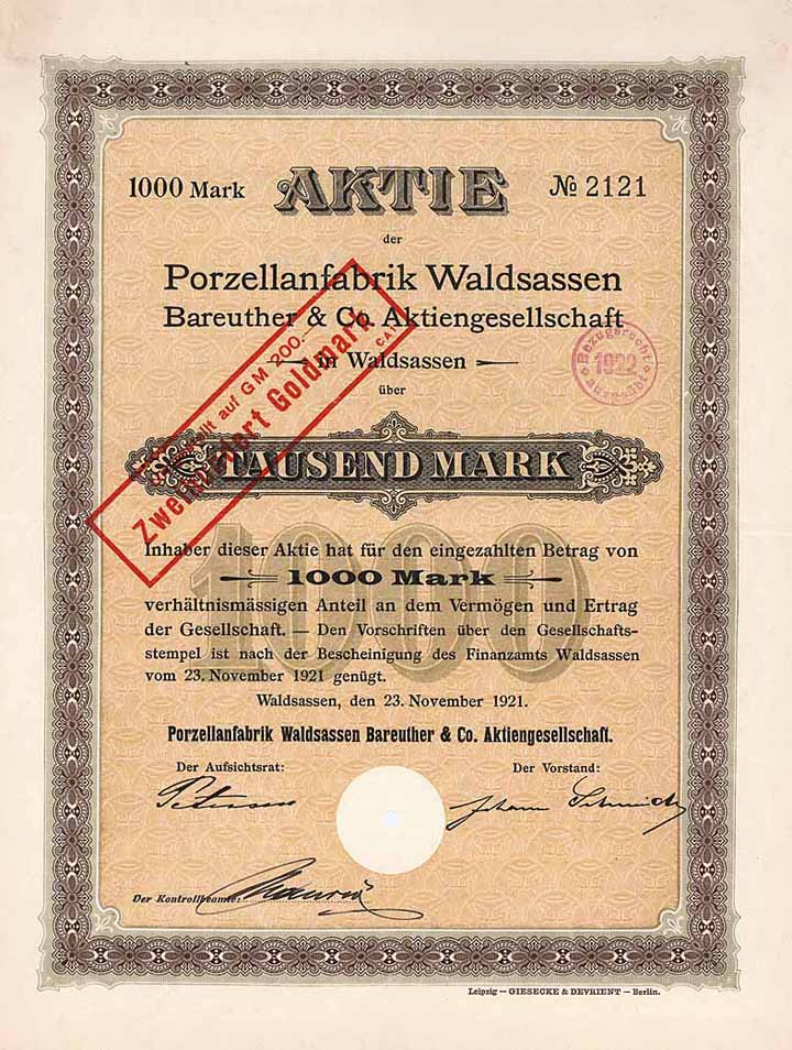 Porzellanfabrik Waldsassen Bareuther & Co. AG