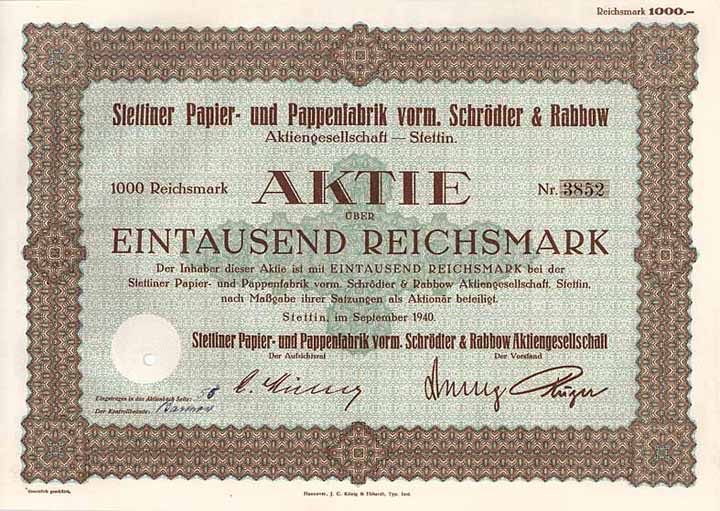 Stettiner Papier- und Pappenfabrik vorm. Schrödter & Rabbow AG