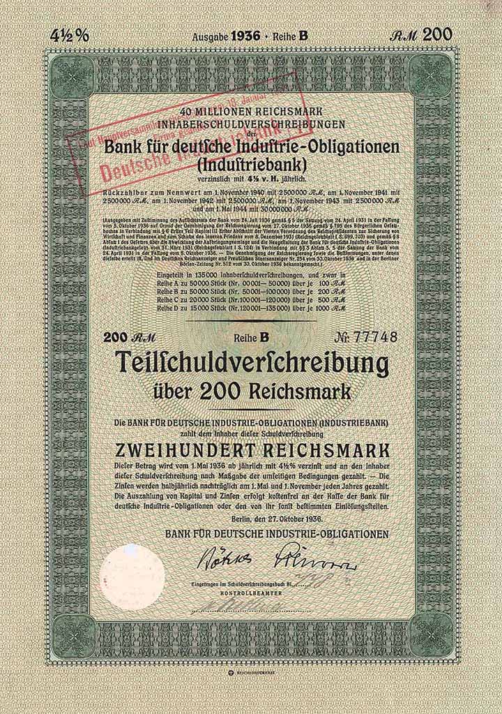 Bank für deutsche Industrie-Obligationen (Industriebank)