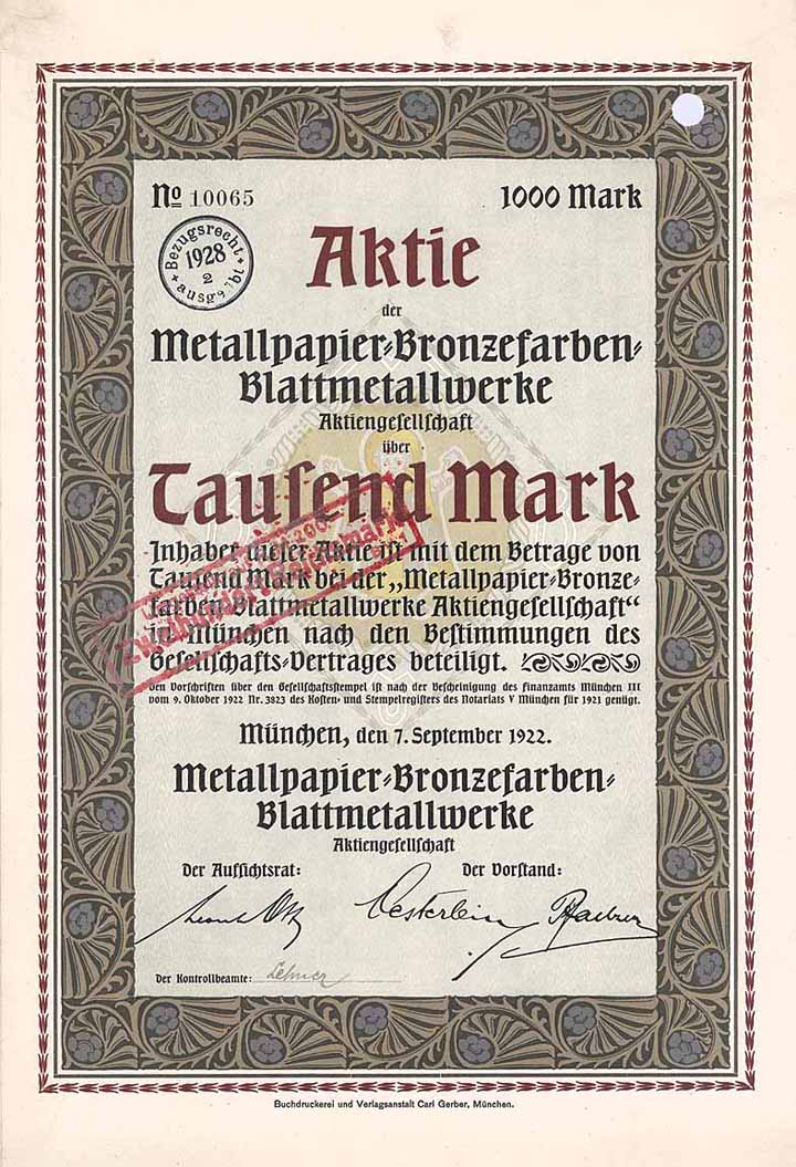 Metallpapier-Bronzefarben-Blattmetallwerke AG