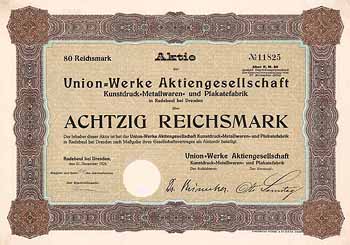 Union-Werke AG Kunstdruck-Metallwaren- und Plakatefabrik