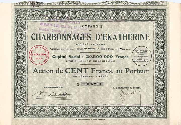 Cie. des Charbonnages d'Ekatherine S.A.