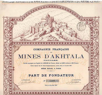Cie. Francaise des Mines d'Akhtala (Caucase)