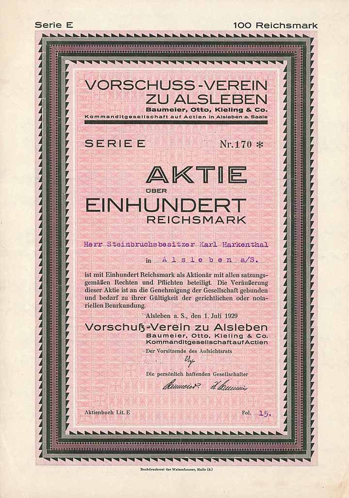 Vorschuß-Verein zu Alsleben Baumeier, Otto, Kieling & Co. KGaA