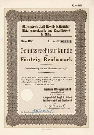 AG Adolph H. Neufeldt Metallwarenfabrik und Emaillirwerk