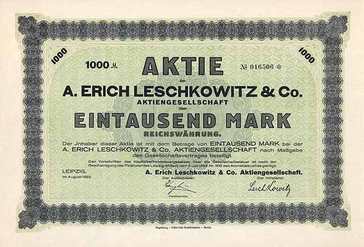 A. Erich Leschkowitz & Co. AG