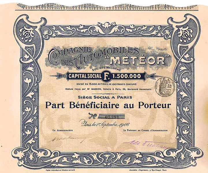 Cie. des Automobiles “MÉTÉOR” S.A.