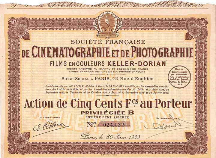 Soc. Francaise de Cinématographie et de Photographie Films en Couleurs Keller-Dorian S.A.