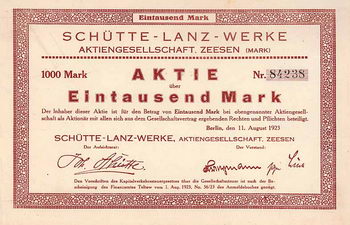Schütte-Lanz-Werke AG, Zeesen (Mark)