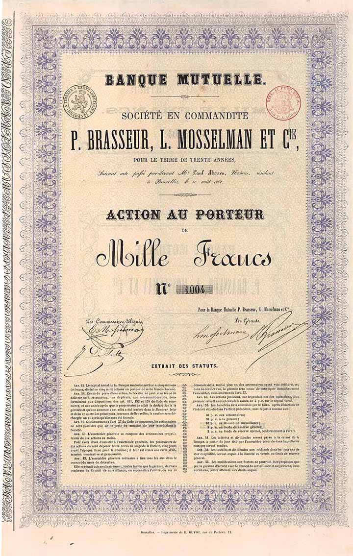 Banque Mutuelle Soc. en Commandite P. Brasseur, L. Mosselman et Cie.