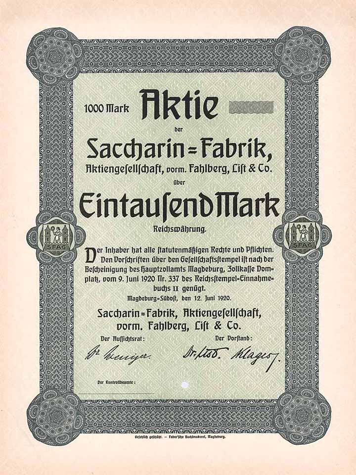 Saccharin-Fabrik AG vorm. Fahlberg, List & Co.