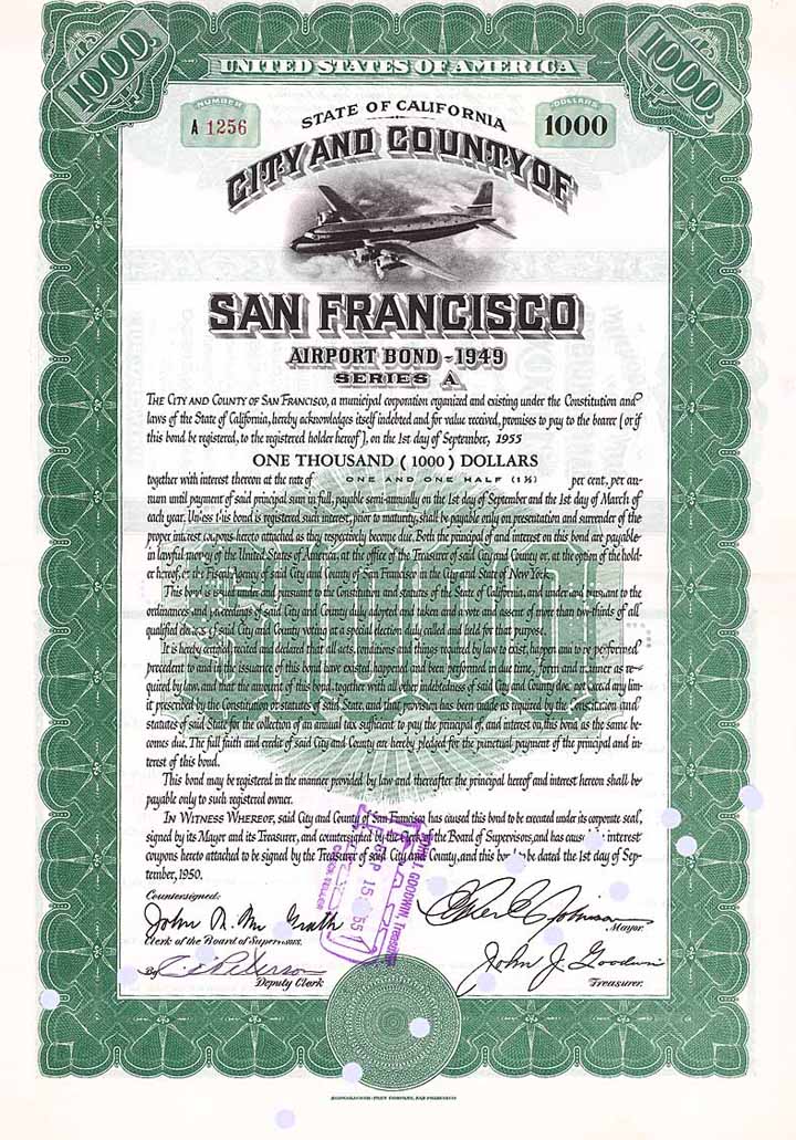 City and County of San Francisco - Airport Bond 1949