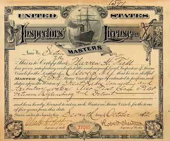 United States Inspectors‘ License to Masters
