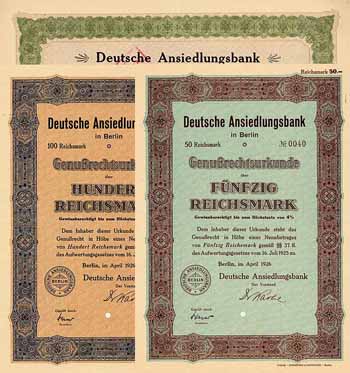 Deutsche Ansiedlungsbank (5 Stücke)