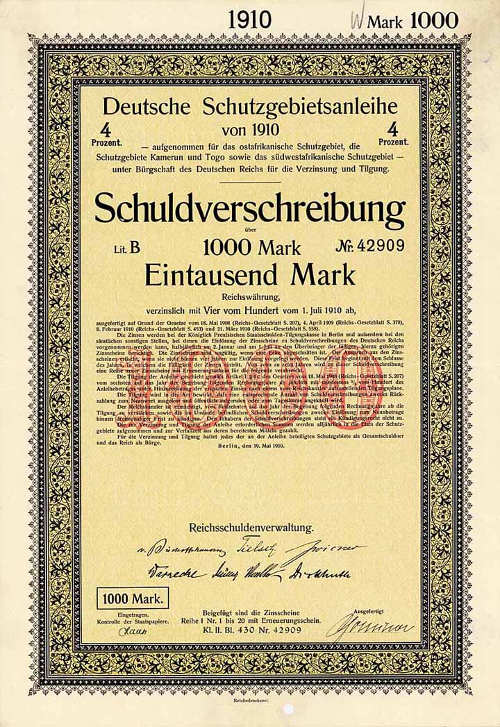 Deutsche Schutzgebietsanleihe von 1910