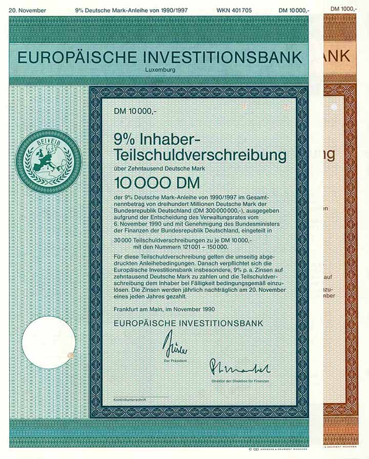 Europäische Investitionsbank Luxemburg (2 Stücke)