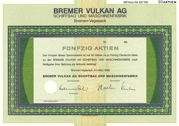 Bremer Vulkan AG Schiffbau und Maschinenfabrik