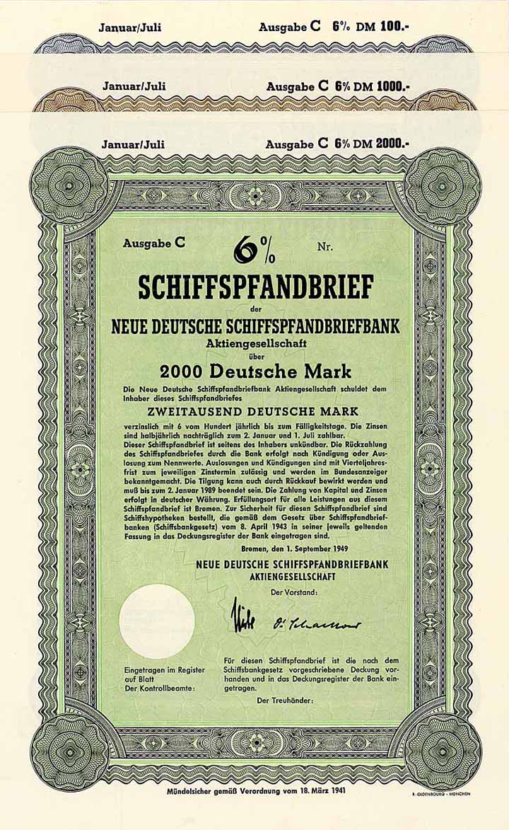 Neue Deutsche Schiffspfandbriefbank AG (3 Stücke)