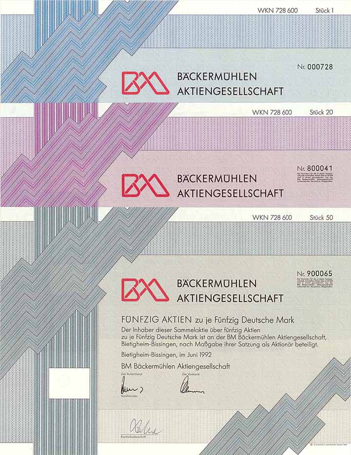 BM Bäckermühlen AG (3 Stücke)