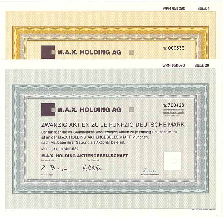 M.A.X. Holding AG (2 Stücke)