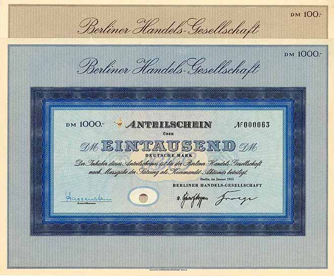 Berliner Handels-Gesellschaft (2 Stücke)
