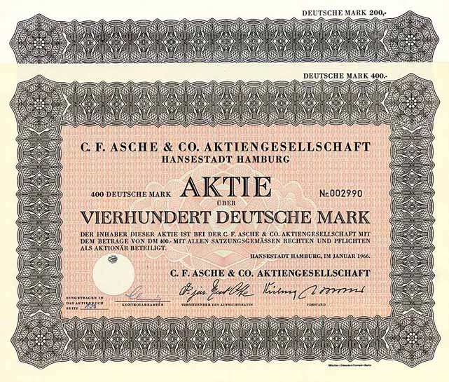 C. F. Asche & Co. AG (2 Stücke)