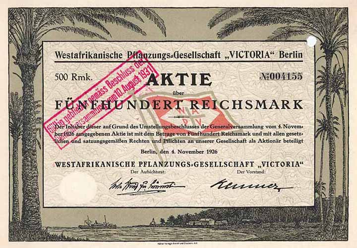 Westafrikanische Pflanzungs-Gesellschaft "VICTORIA"