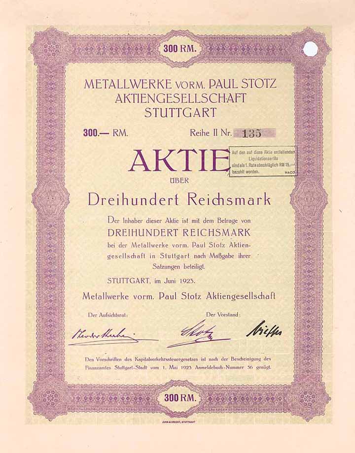 Metallwerke vorm. Paul Stotz AG