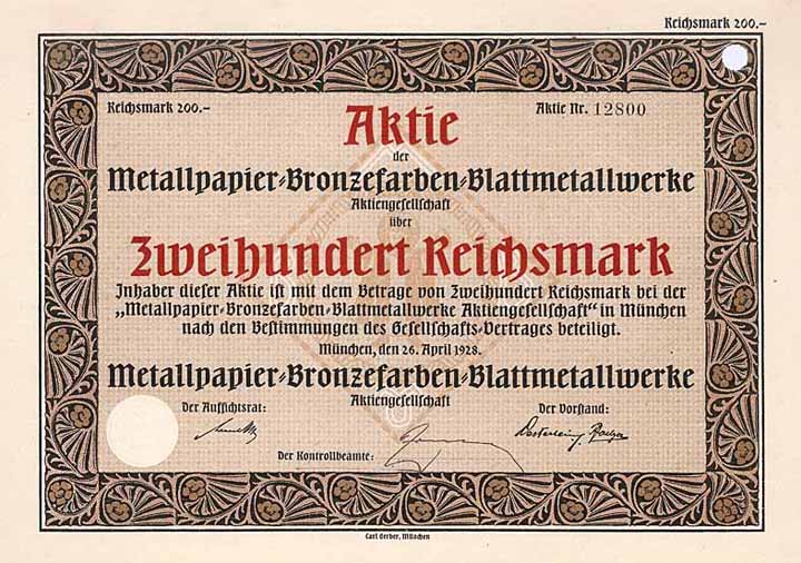 Metallpapier-Bronzefarben-Blattmetallwerke AG