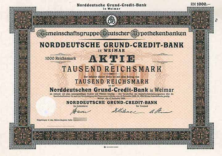 Norddeutsche Grund-Credit-Bank (Blankette!)