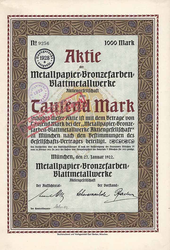 Metallpapier-Bronzefarben-Blattmetallwerke AG