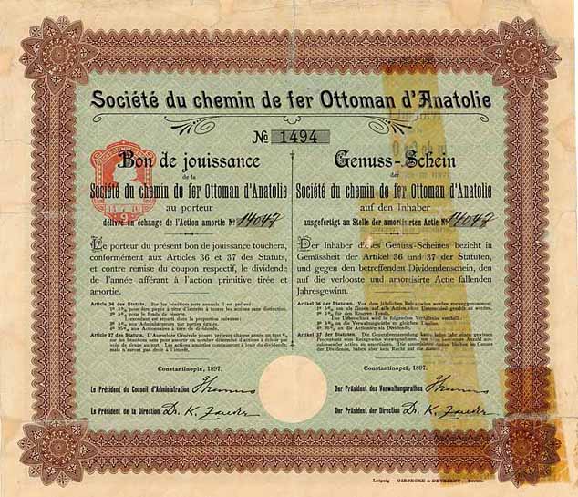 Soc. du C.d.F. Ottoman d’Anatolie S.A. (Gesellschaft der Ottomanischen Bahn in Anatolien AG)