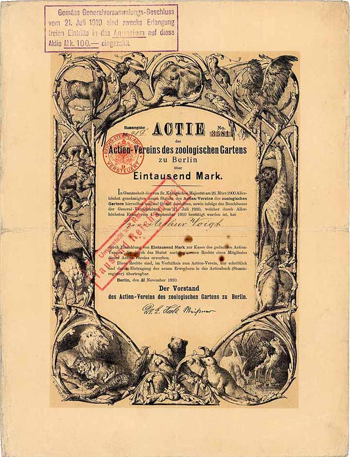 Actien-Verein des zoologischen Gartens zu Berlin