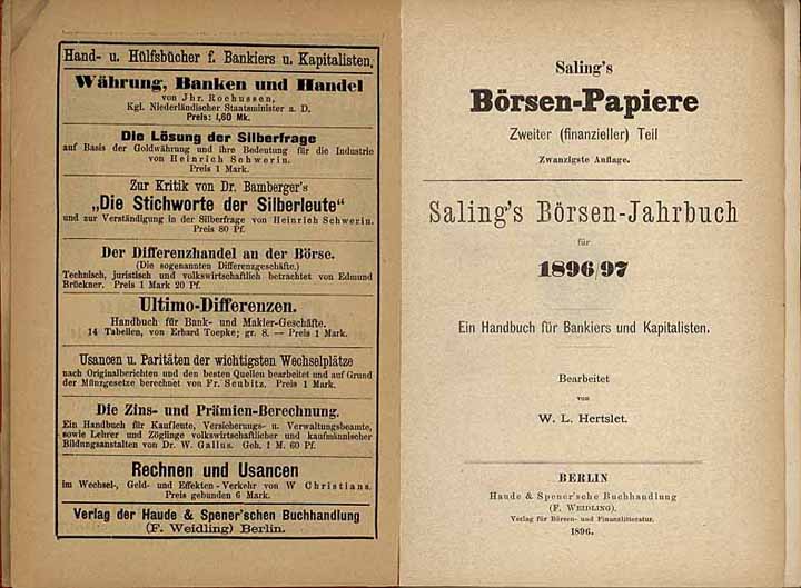 Saling’s Börsen-Jahrbuch für 1896/97 - Zweiter (finanzieller) Teil