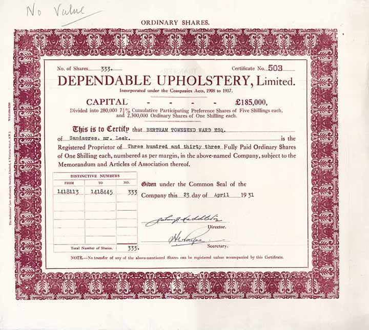 Dependable Upholstery Ltd.