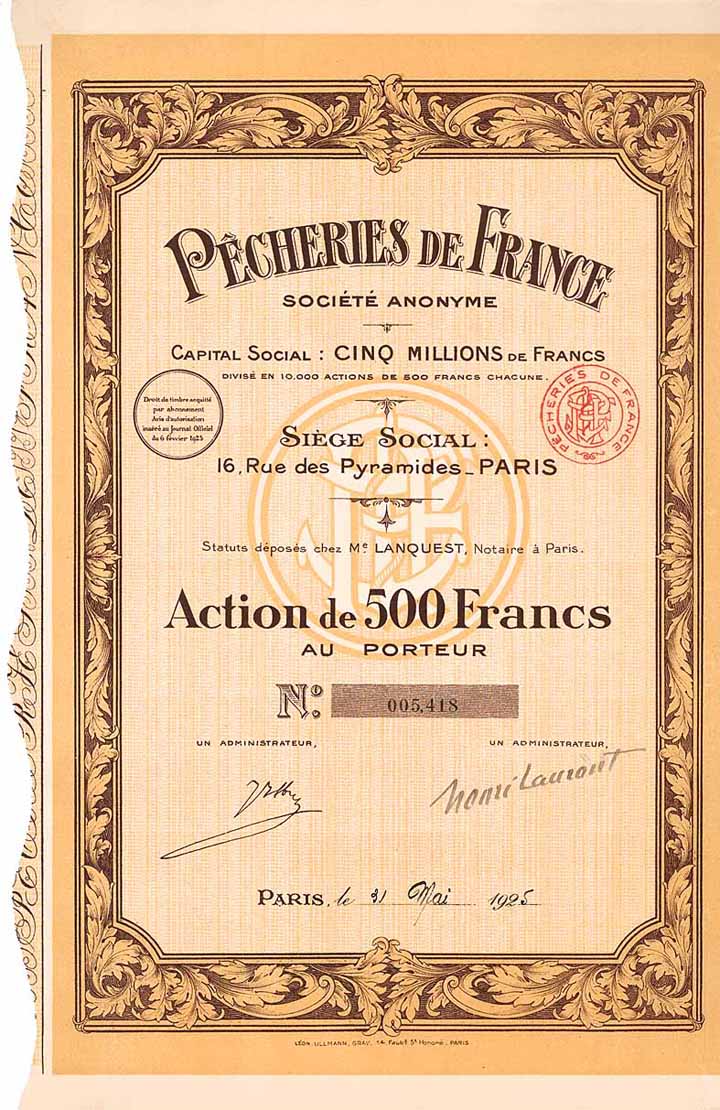 Pecheries de France S.A.