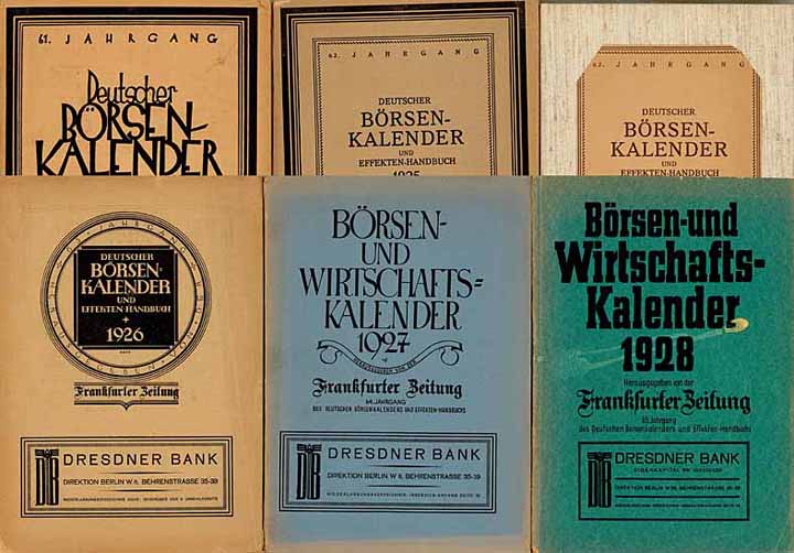 Deutscher Börsen-Kalender und Effekten Handbuch 1924 - 1928