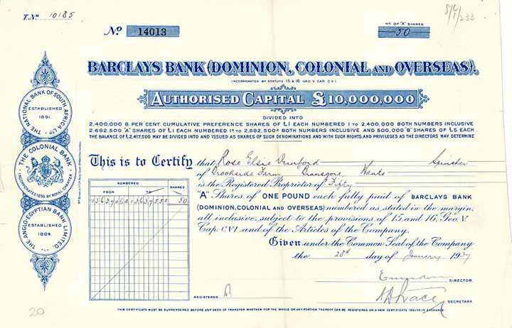 Barclays Bank (Dominion, Colonial and Overseas)