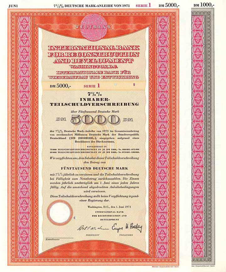 International Bank for Reconstruction and Development (Internationale Bank für Wiederaufbau und Entwicklung) (2 Stücke)