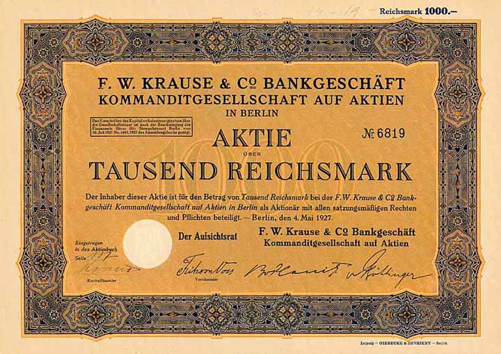 F. W. Krause & Co. Bankgeschäft KGaA