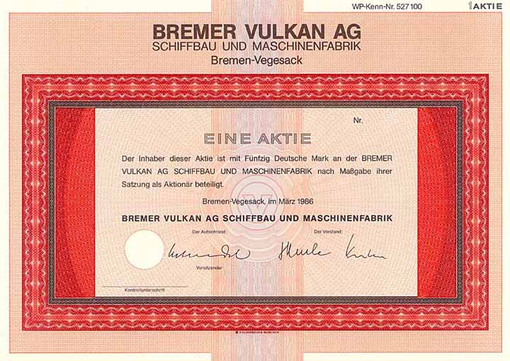Bremer Vulkan AG Schiffbau und Maschinenfabrik