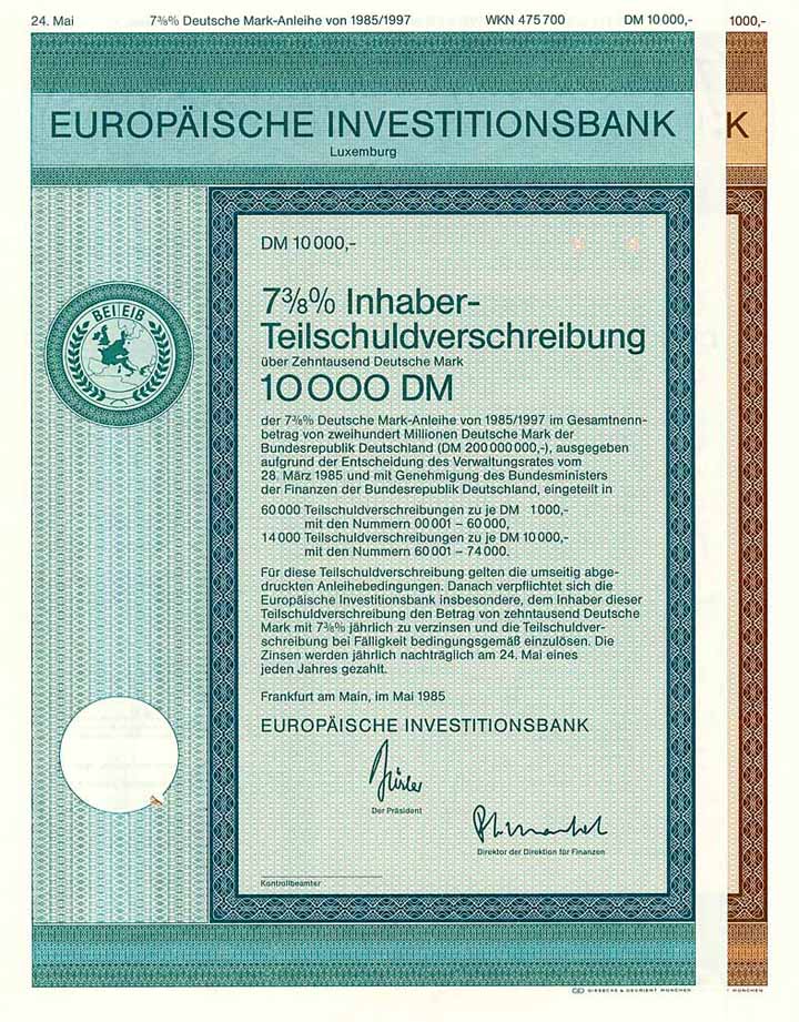 Europäische Investitionsbank Luxemburg (2 Stücke)