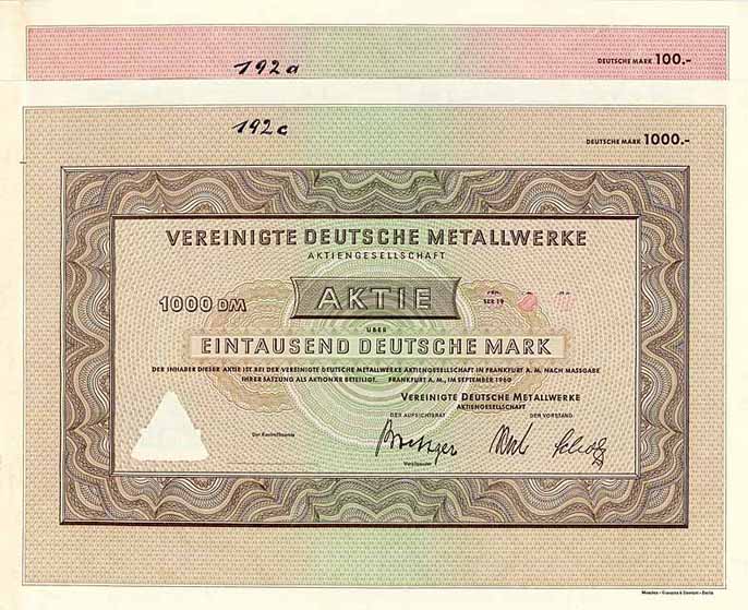 Vereinigte Deutsche Metallwerke AG (2 Stücke)