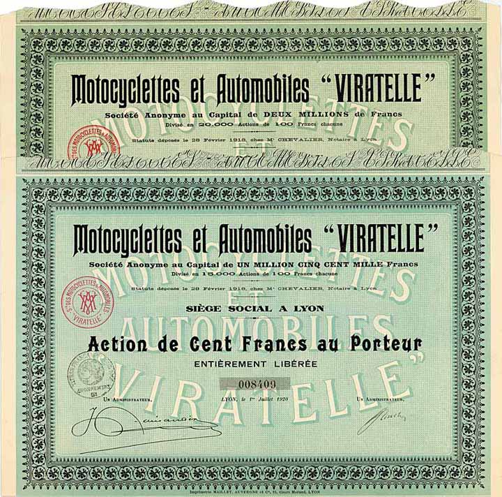 Motocyclettes et Automobiles "Viratelle" S.A. (2 Stücke)